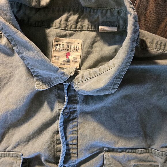 RED HEAD Men's 100% Cotton Olive Green Short-Sleeved Shirt SIZE 2X - Picture 3 of 7